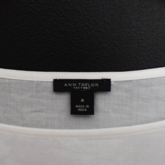 Ann Taylor White Lace Crochet 3/4 Length Flared Sleeve Shirt Blouse Size M Boho - Picture 5 of 6